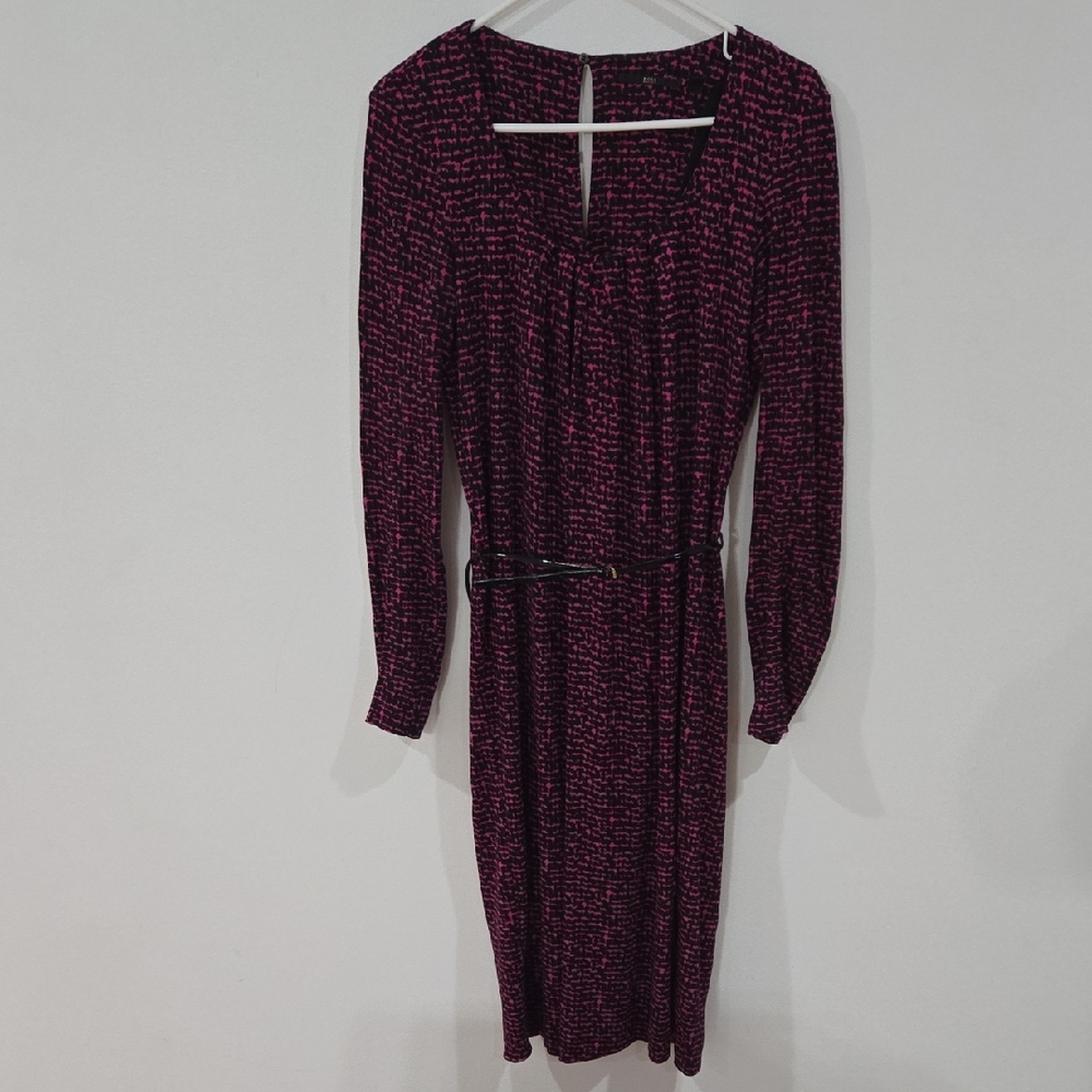 Hugo Boss Sz Medium Long Sleeve Day Dress in Pink and Black